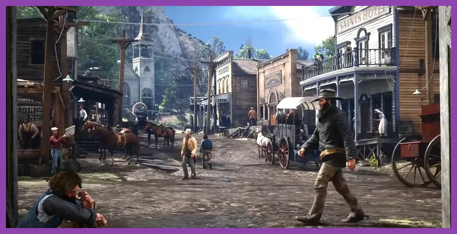Red Dead Redemption 2 open-world wilderness and Valentine town gameplay on Steam Deck