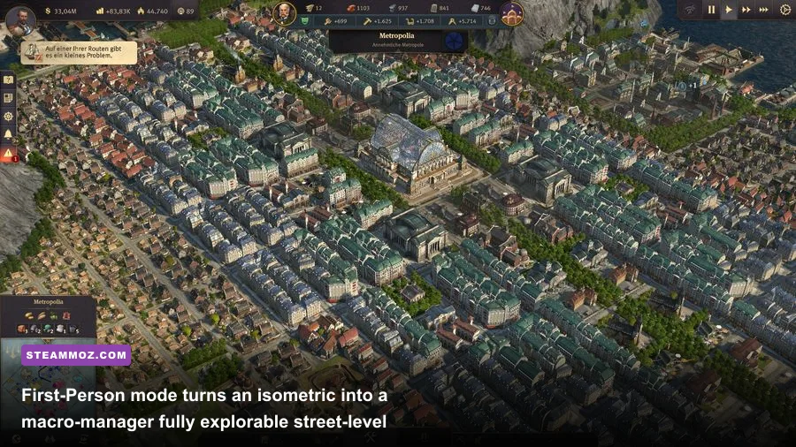 First-person citizen street perspective in Anno 1800