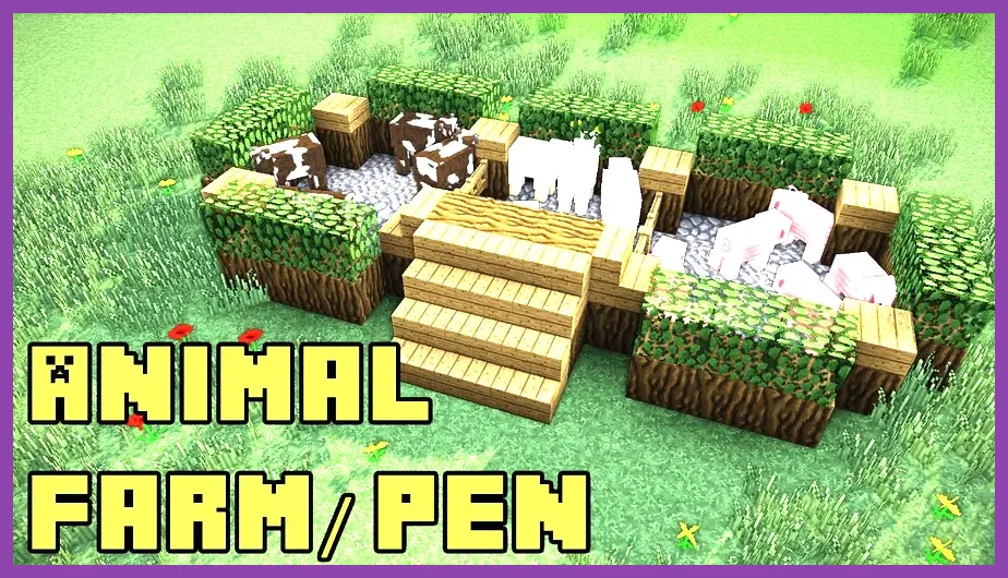 Automated wheat farm and animal pens in Minecraft PE