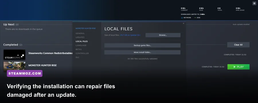 Steam properties window verifying Hunt Showdown 1896 game files