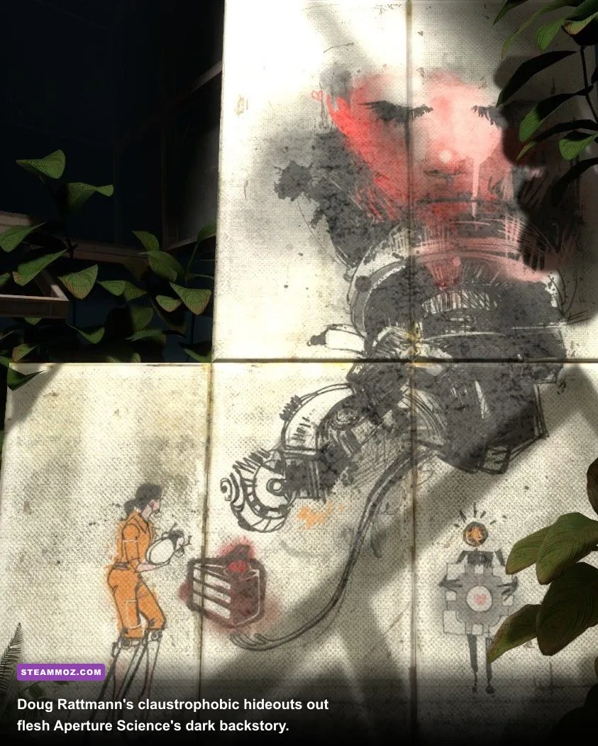 Doug Rattmann's secret hideout inside Aperture Science in Portal 2