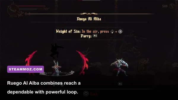 Blasphemous 2 Ruego Al Alba sword attack with red energy