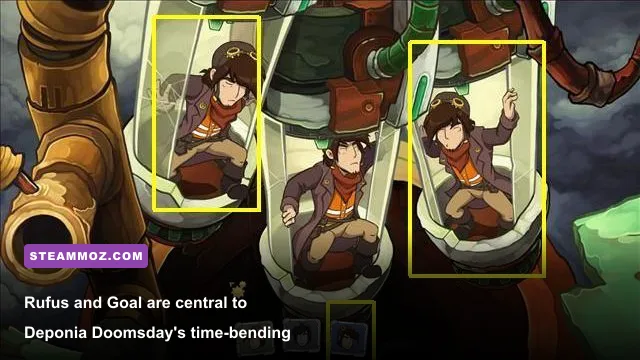 Rufus and Goal talking during a Deponia Doomsday story scene