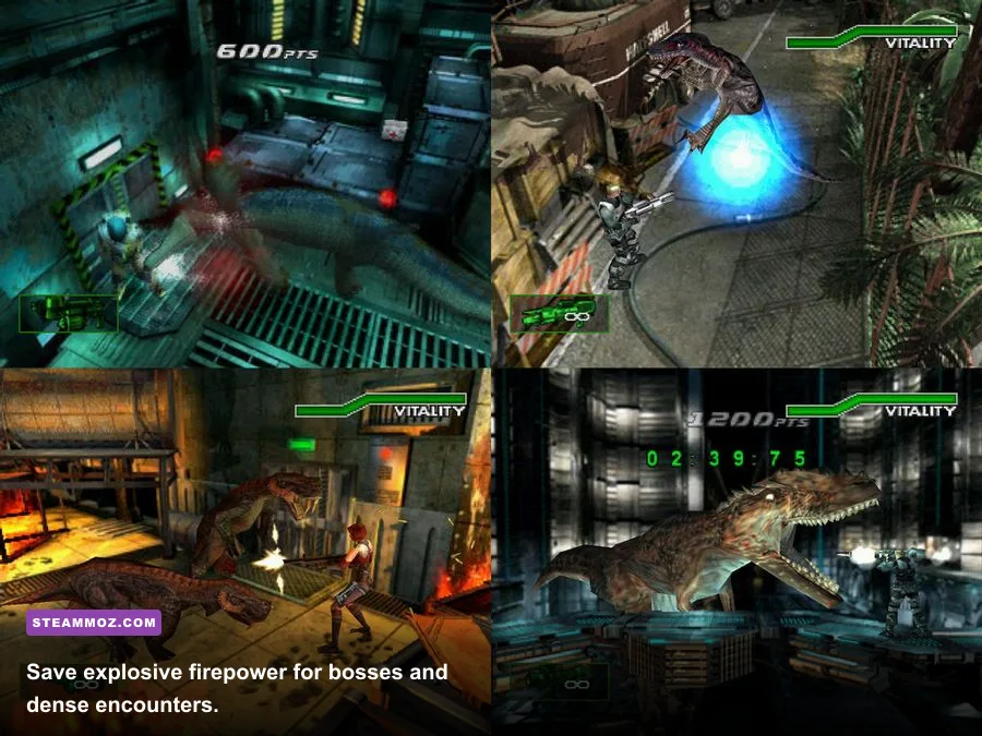 Dino Crisis 2 Missile Pod used during a large dinosaur boss fight