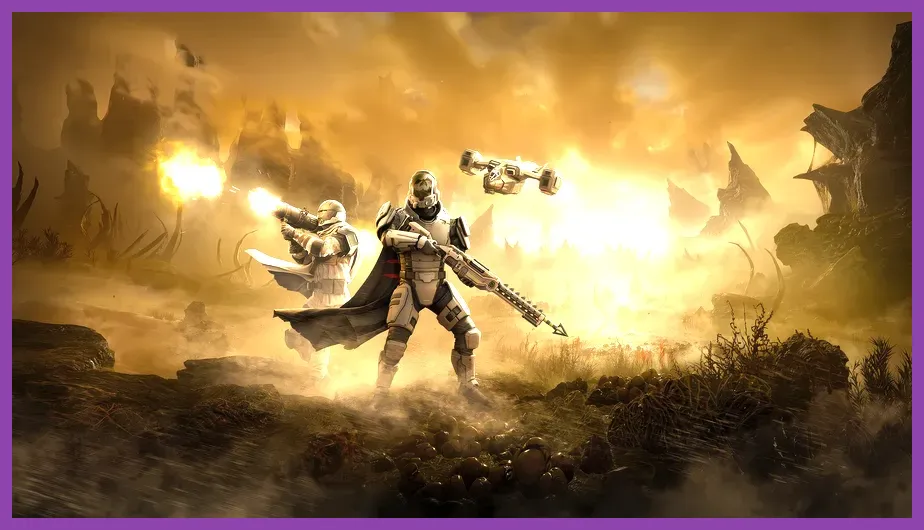 HellDivers 2 player deploying Orbital Gatling stratagem against a swarm