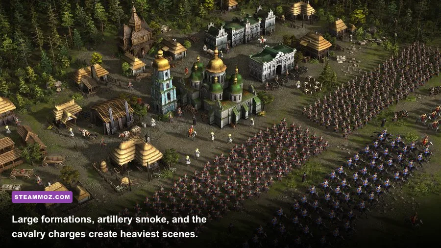 Cossacks 3 infantry cavalry and artillery formation on the battlefield
