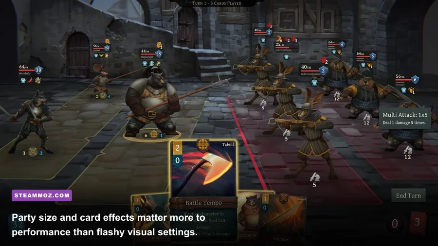 Banners of Ruin character party selection screen with animal heroes