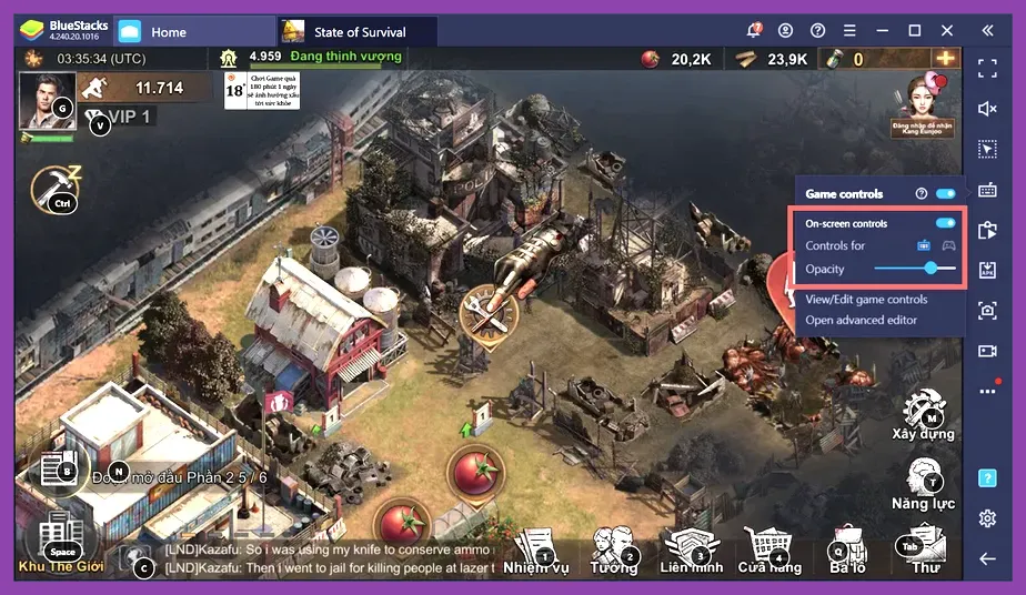 State of Survival headquarters and building construction interface