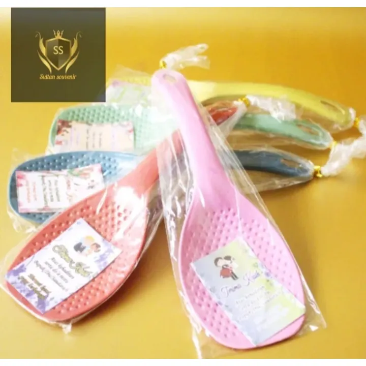 Sultan souvenir..centong nasi plastik + kartu ucapan terima kasih isi 50 pcs bagus buat souvenir pernikahan - Gambar 2