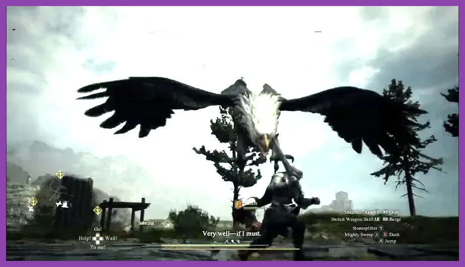 Arisen character grabbing onto a wild Griffin mid-flight in Dragon's Dogma 2