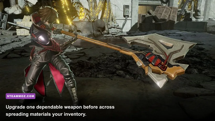 CODE VEIN weapon upgrade and transformation menu showing material costs