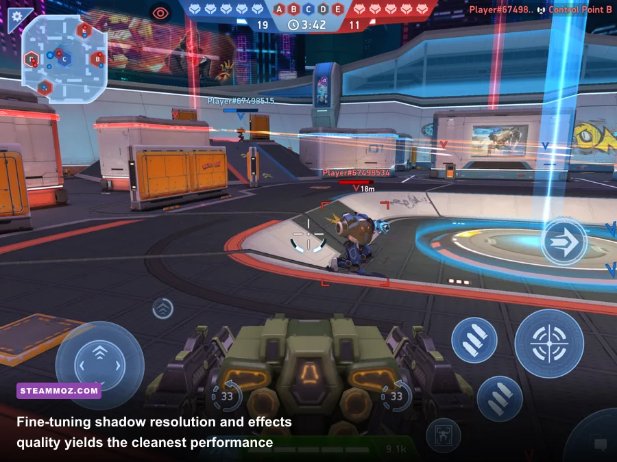 In-game visual settings menu inside Mech Arena PC