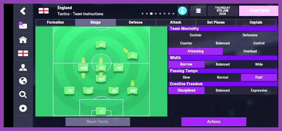 eFootball 2026 mobile manager tactics and formation setup