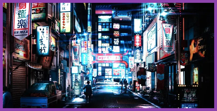 Kamurocho at night featuring heavy reflections and neon lighting in Like a Dragon Infinite Wealth