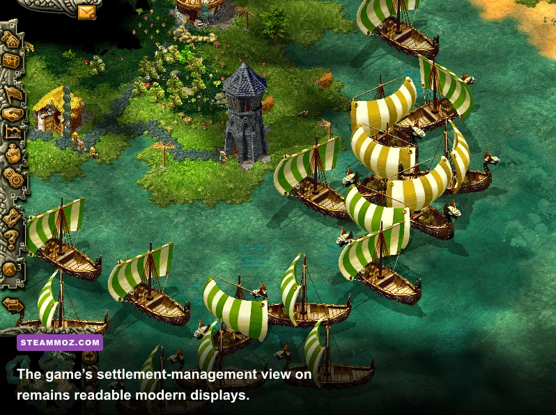 Cultures 8th Wonder of the World village management gameplay on PC