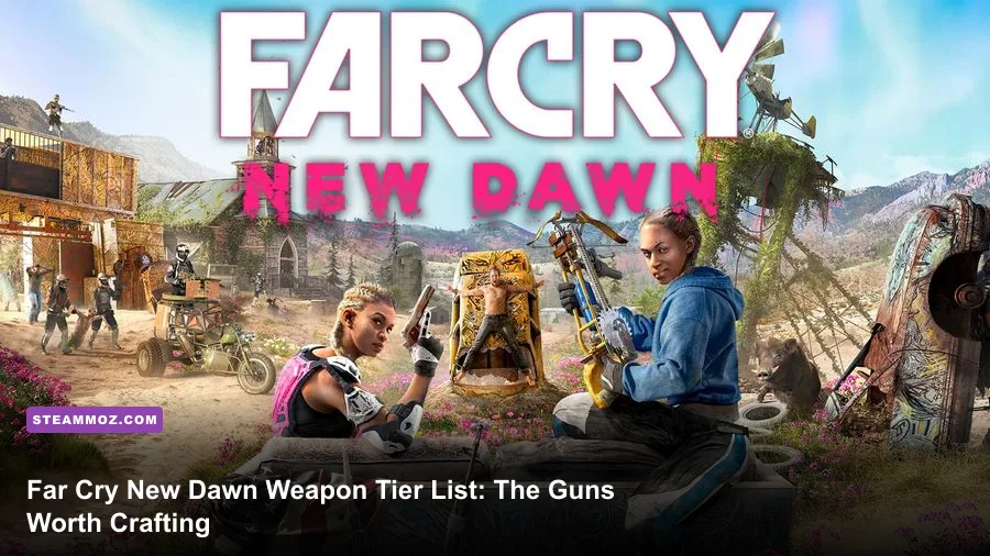 Far Cry New Dawn weapons displayed during combat in Hope County