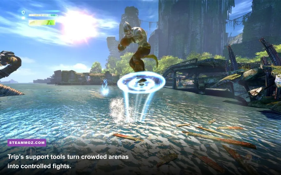 Trip using Decoy and Cloud abilities during a robot encounter in EN​​SLAVED Odyssey to the West