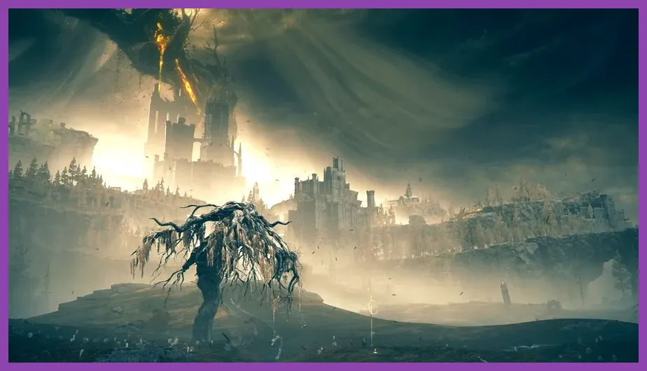 Player character overlooking Gravesite Plain in Elden Ring Shadow of the Erdtree DLC