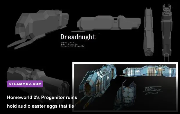 The massive ancient Progenitor Berth facility floating silently in deep space in Homeworld 2