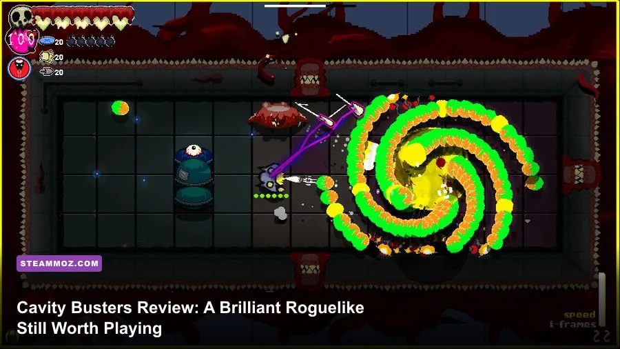 Cavity Busters gameplay inside a colorful procedurally generated mouth