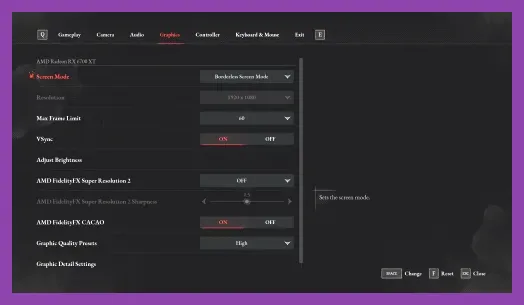 Lies of P PC graphics settings menu