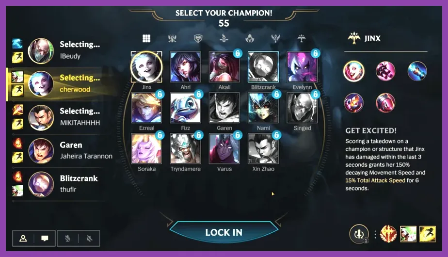 Champion select screen in Wild Rift showcasing various heroes