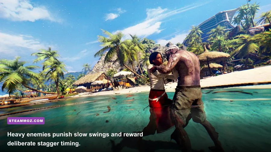 Dead Island Riptide survivor battling a powerful special infected enemy