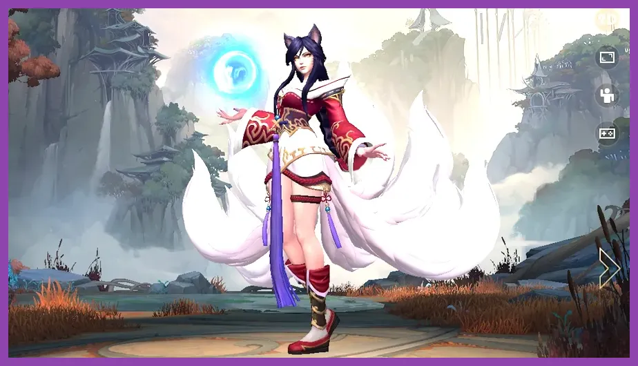Ahri nine-tailed fox champion splash art in Wild Rift