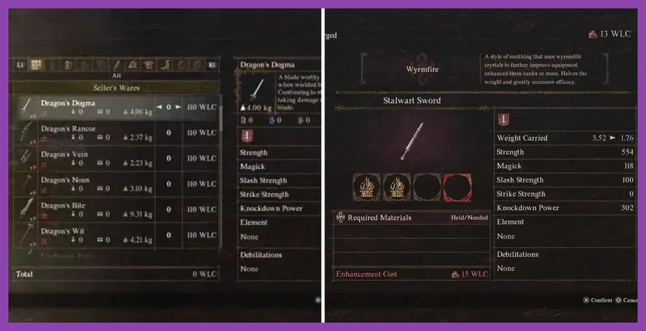 The Dragonforged vendor standing in Bay Wayside Shrine presenting legendary weapons in Dragon's Dogma 2