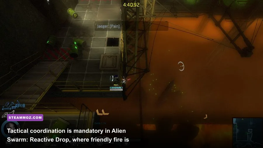 Alien Swarm Reactive Drop top-down squad holding defensive sentry position