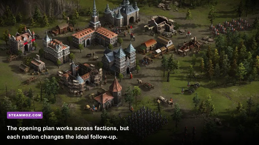 Cossacks 3 faction armies facing each other on a battlefield