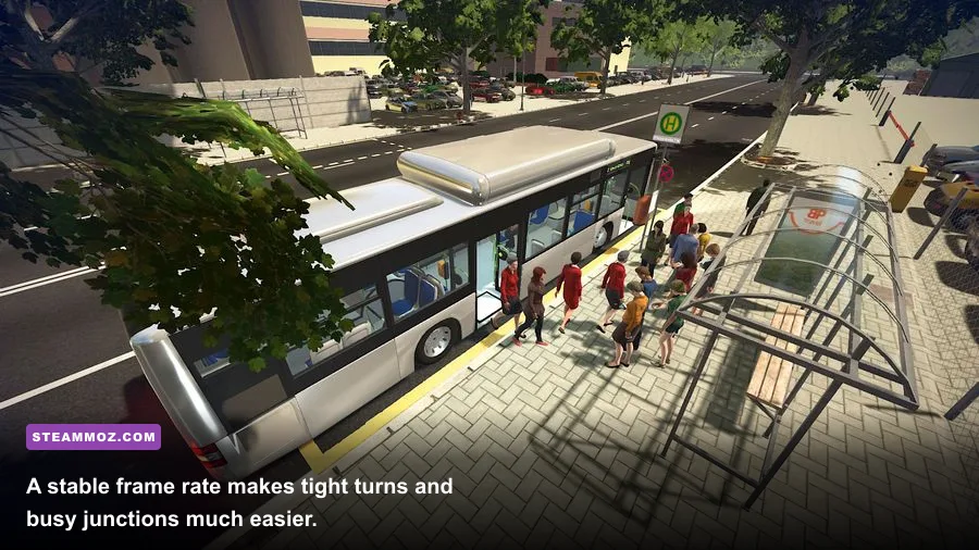 Bus Simulator 2016 PC gameplay with traffic, weather, and city graphics