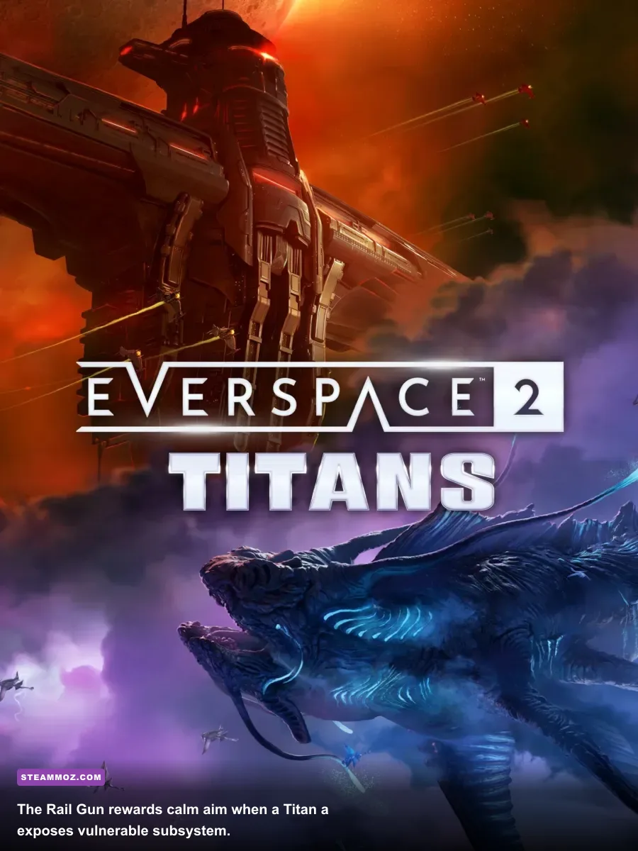 EVERSPACE 2 Rail Gun firing into a Dreadnought weak point