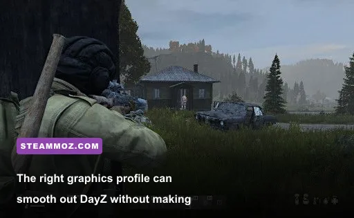 DayZ PC graphics settings menu showing render resolution and performance options