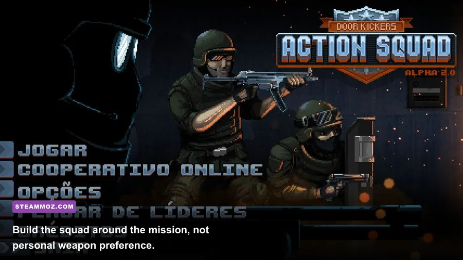 Door Kickers operator loadout screen showing tactical weapons and equipment