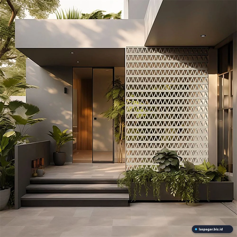 pagar rumah minimalis modern 2025 besi hollow kombinasi roster