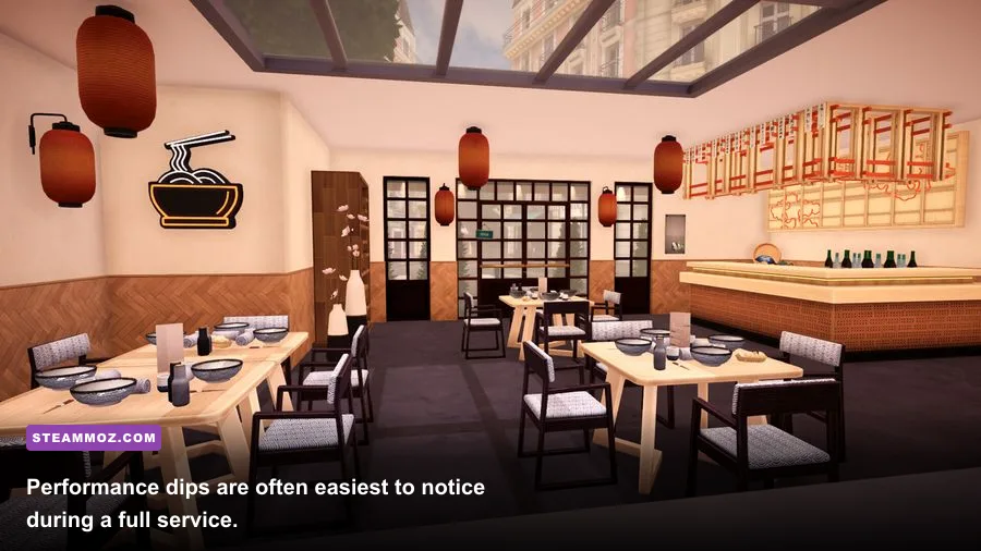 Chef Life TOKYO DELIGHT restaurant service with customers and Japanese interior design