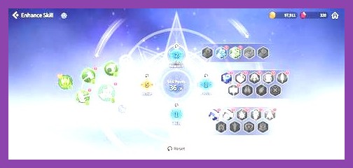 Summoners War Chronicles Summoner Skill Upgrade interface showing active and passive skills