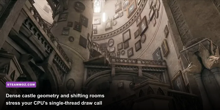 The dynamic shifting Grand Staircase inside Hogwarts castle