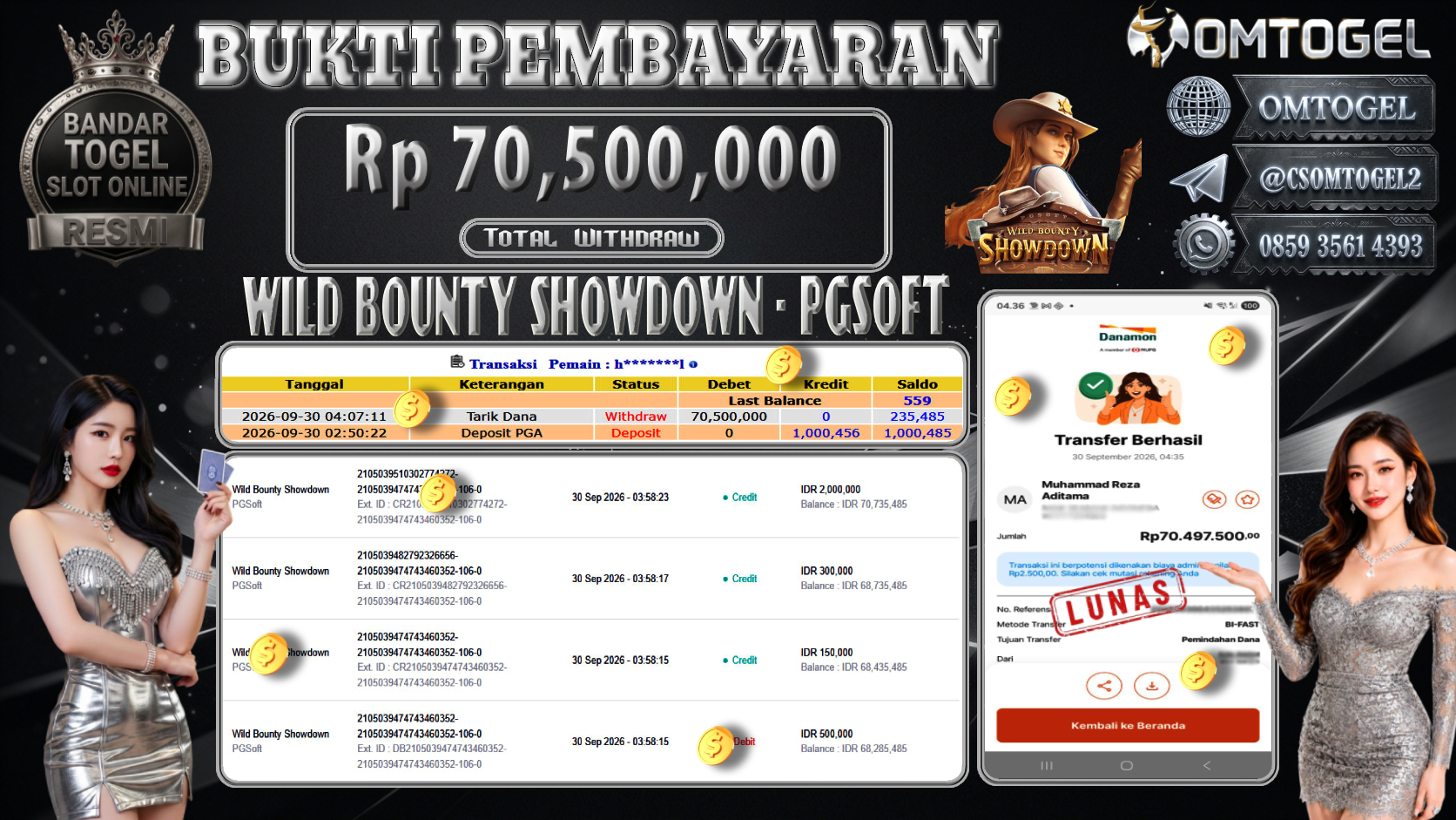OMTOGEL JACKPOT PGSOFT WILD BOUNTY SHOWDOWN Rp.70,500,000,- DIBAYAR LUNAS