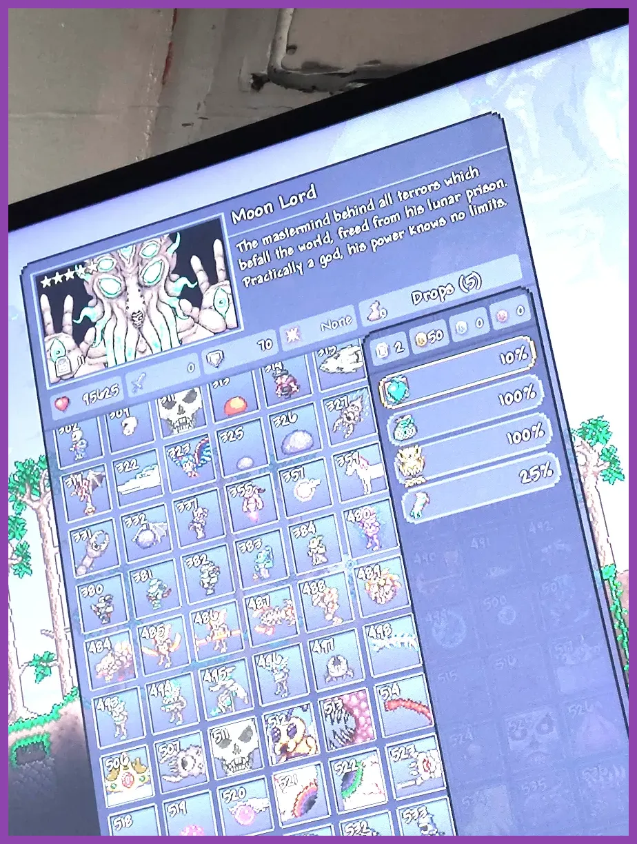 Terraria Moon Lord defeated dropping expert treasure bag and Zenith ingredients
