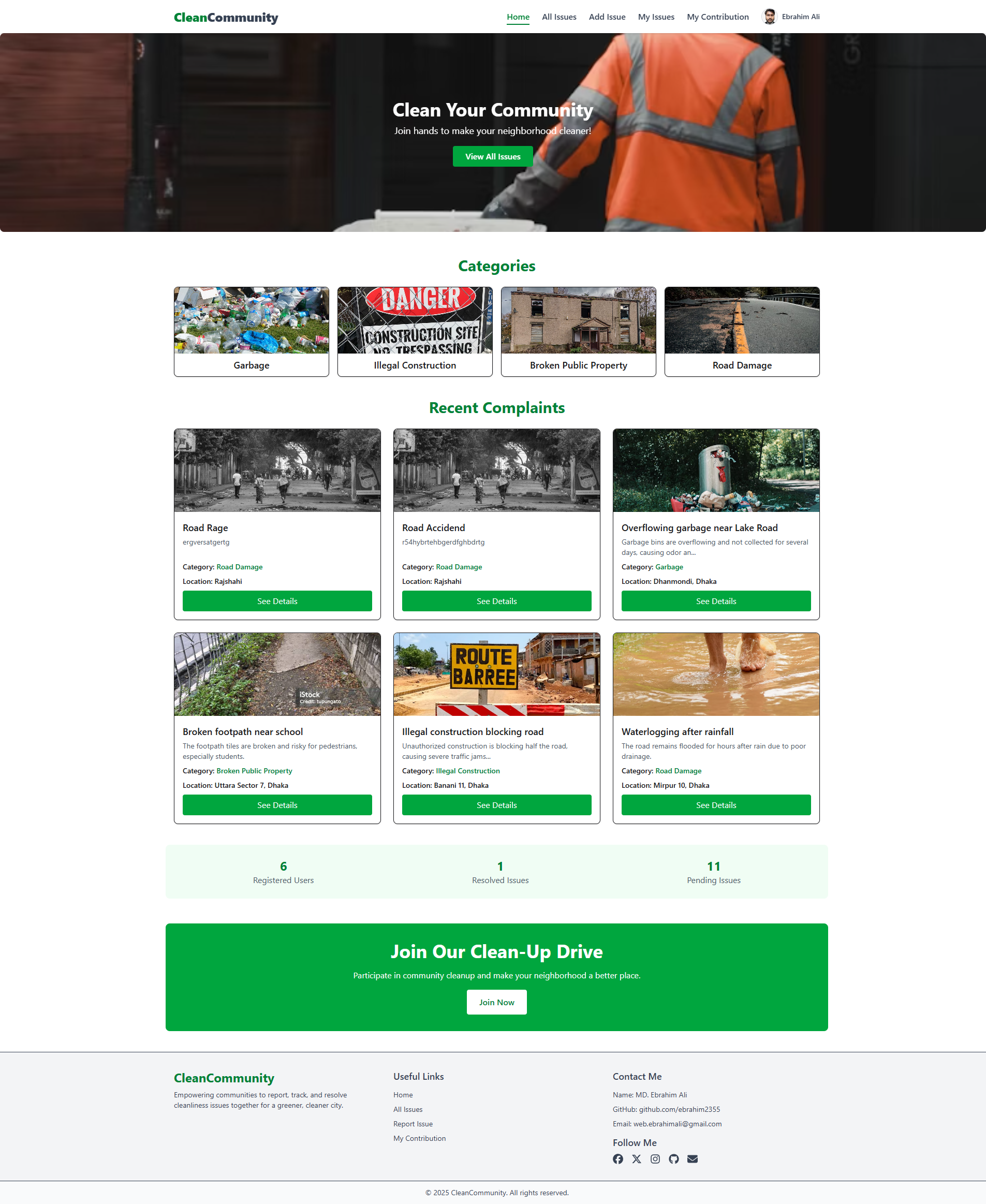 Cleanliness and Issue Reporting Portal