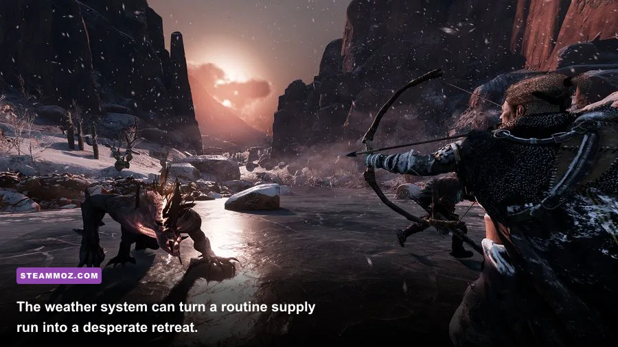 A deadly snowstorm covering the open world in Fade to Silence