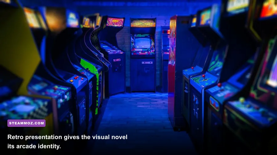 Arcade Spirits pixel-art arcade cabinet sequence