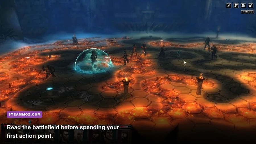 Blackguards tactical battle map showing party members and enemies