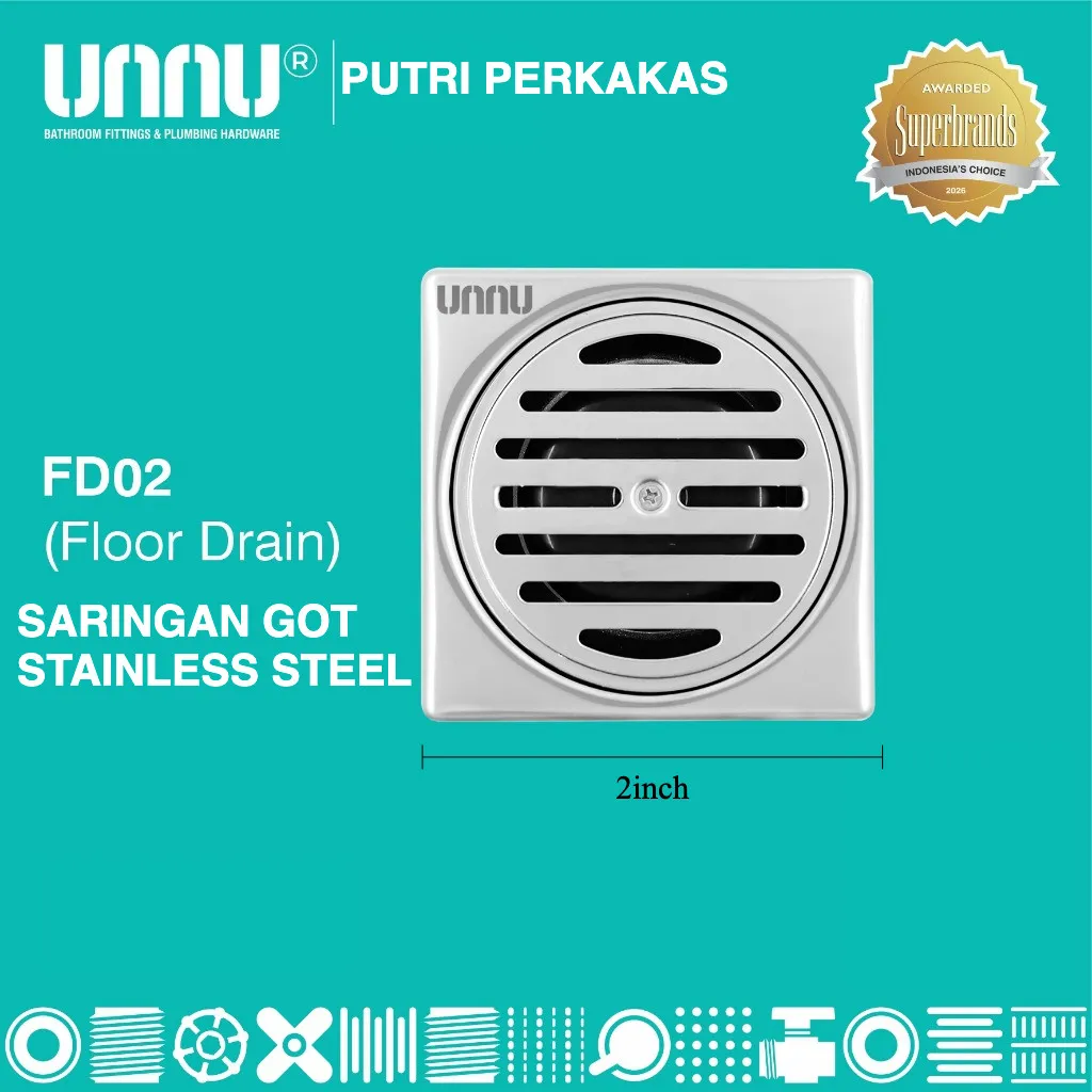 UNNU Saringan Got Stainless Steel / UNNU Floor Drain / FD02 2iN inch inci 1 pcs