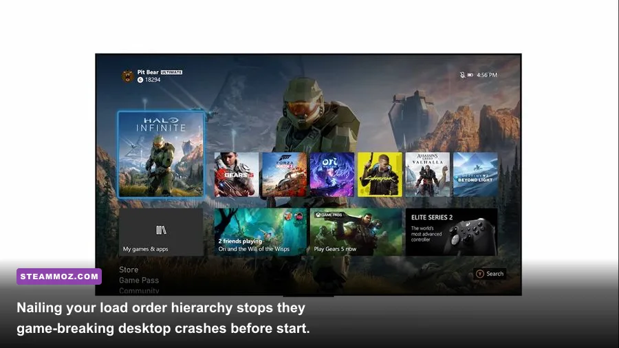 Creations menu load order screen on Xbox Series X managing community plugins