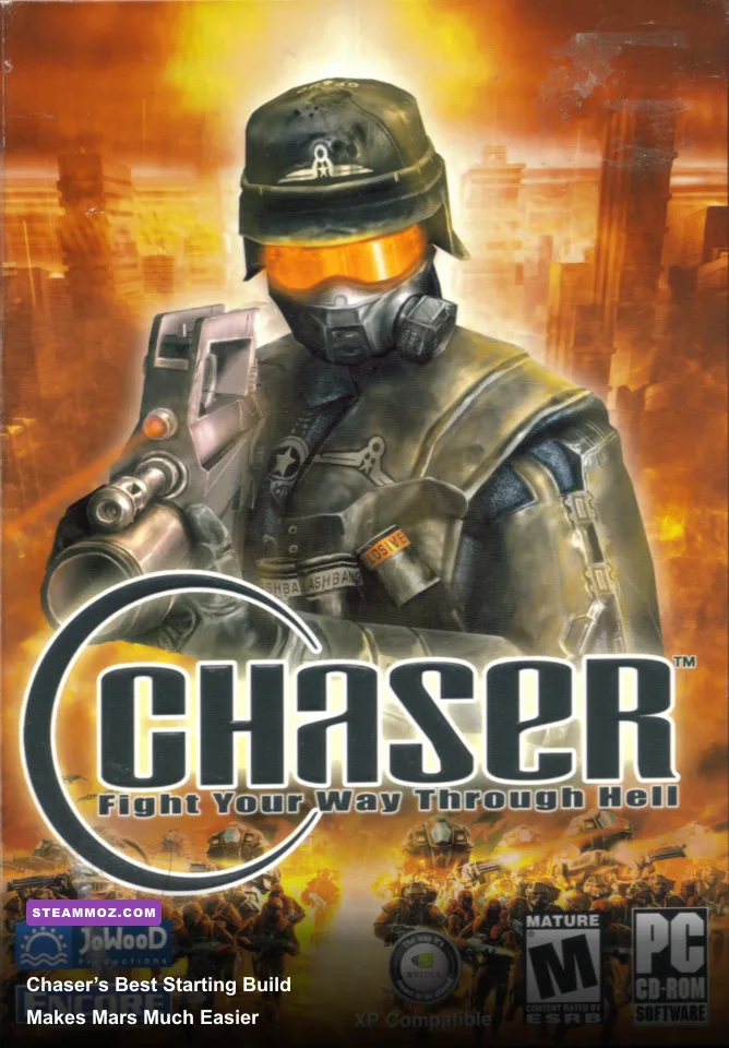 John Chaser standing in the Mars colony in the classic Chaser PC game