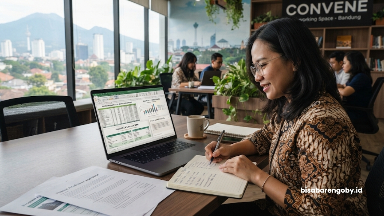Manajer operasional memproyeksikan anggaran saat menghitung harga AI Call Center untuk UMKM di Bandung berbasis Claude