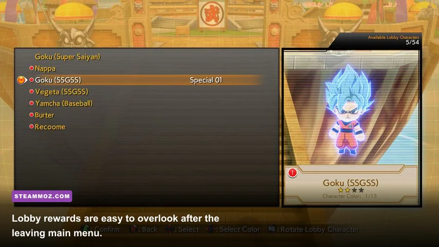 DRAGON BALL FighterZ lobby avatar collection and unlockable character rewards